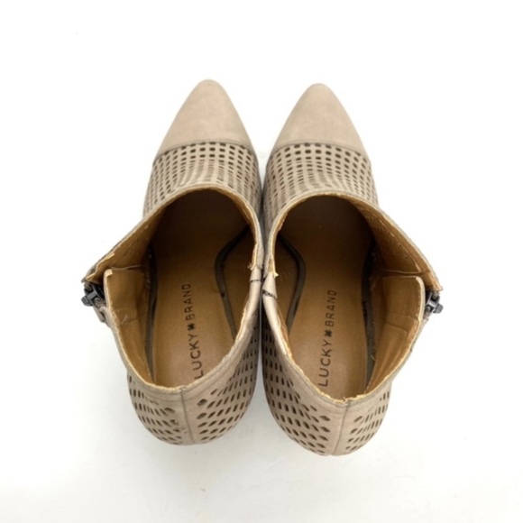 Lucky Brand Jakelyn Mesh Leather Ankle Bootie In Brindle Mushroom Gray - Picture 8 of 11